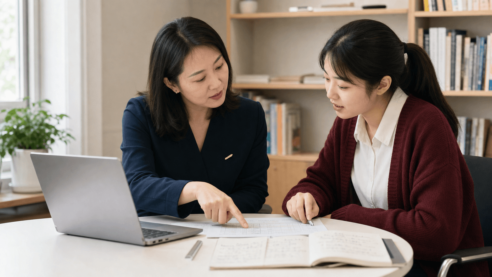 A university counsellor meeting a student for one-to-one planning