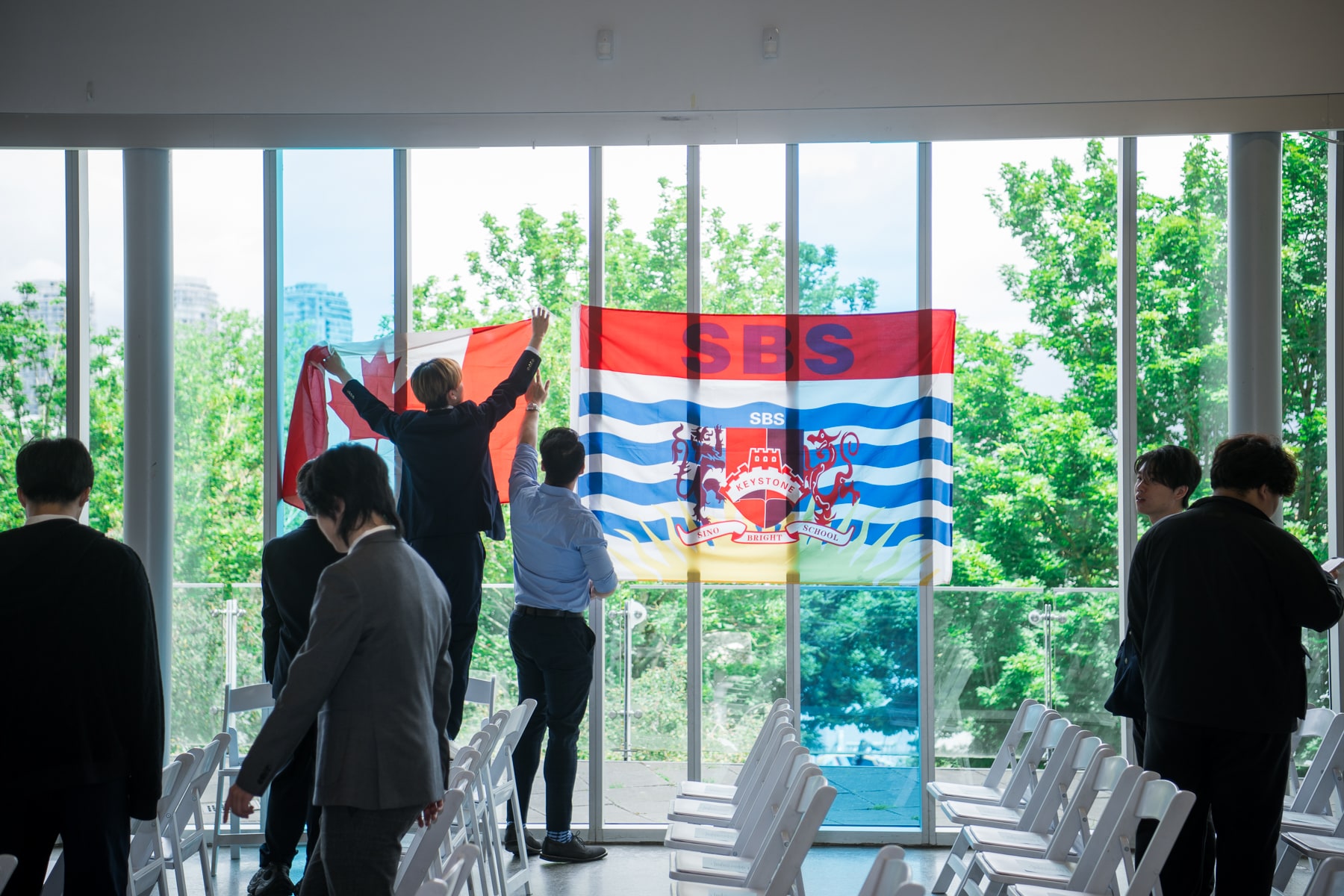 Preparing the venue for an SBS graduation event in 2025
