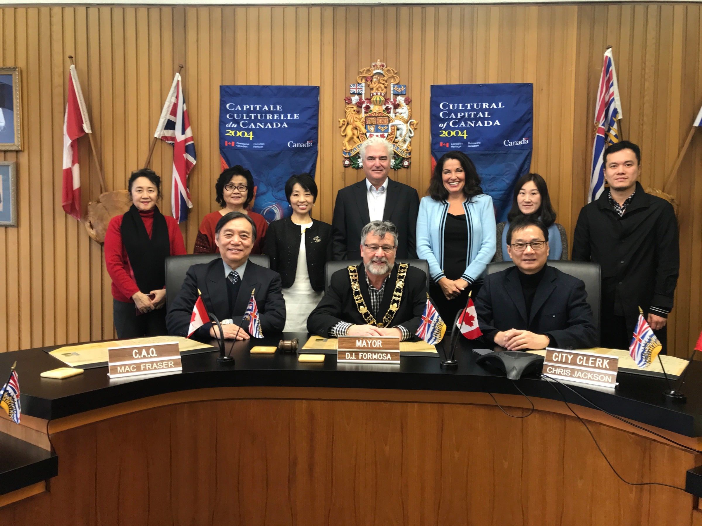 Sino Bright representatives with the Mayor of Powell River and the municipal team at City Hall