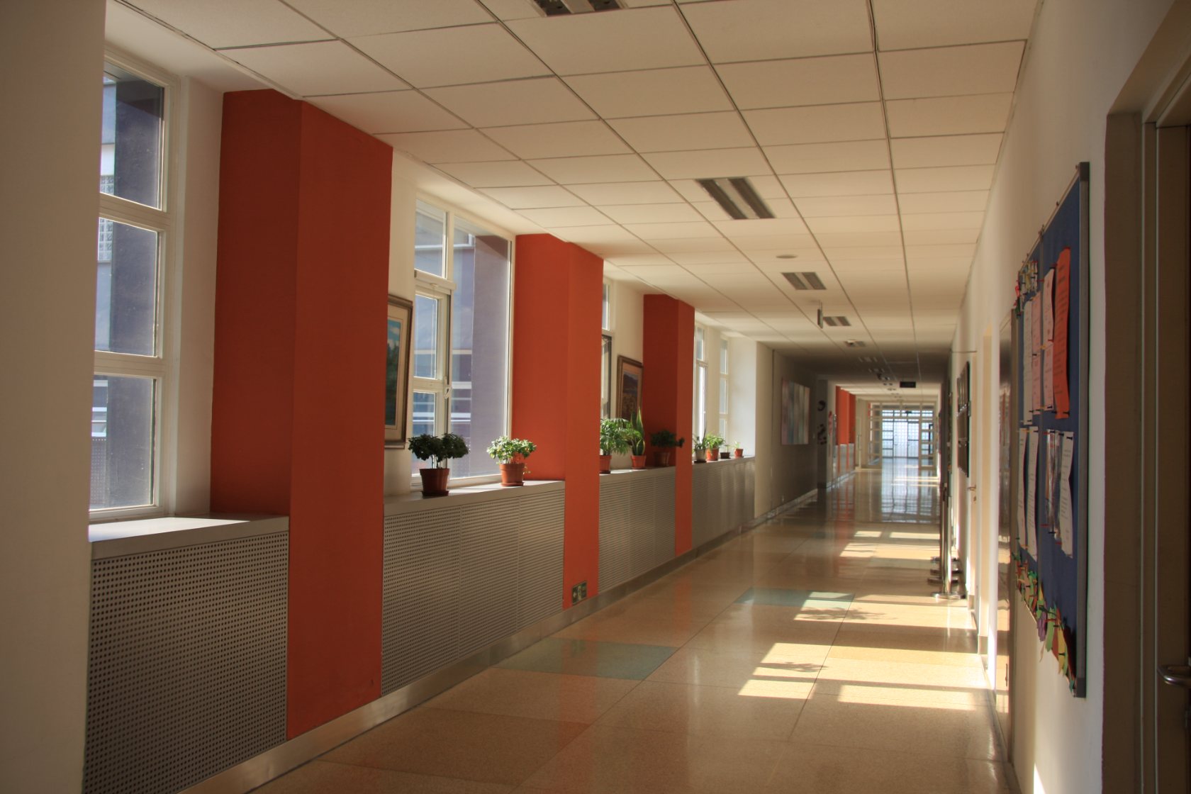 Main-building corridor · morning light